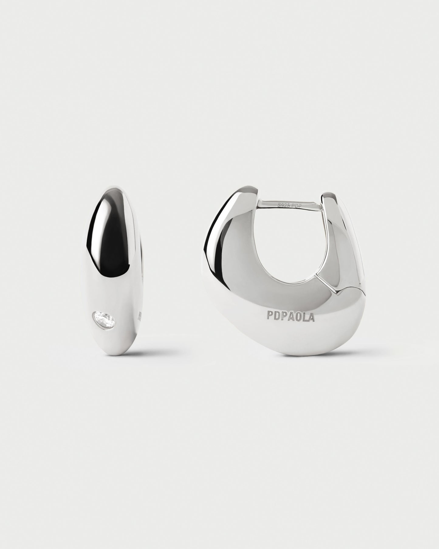 Wave silver hoops