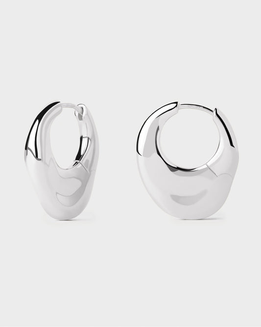 Volcano silver hoops