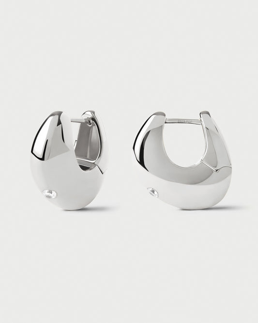Wave silver hoops