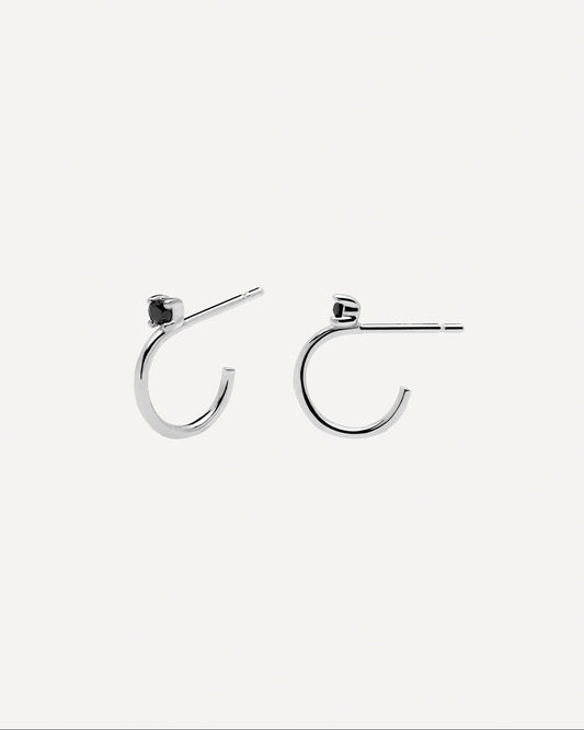 Black Kita Silver Earrings