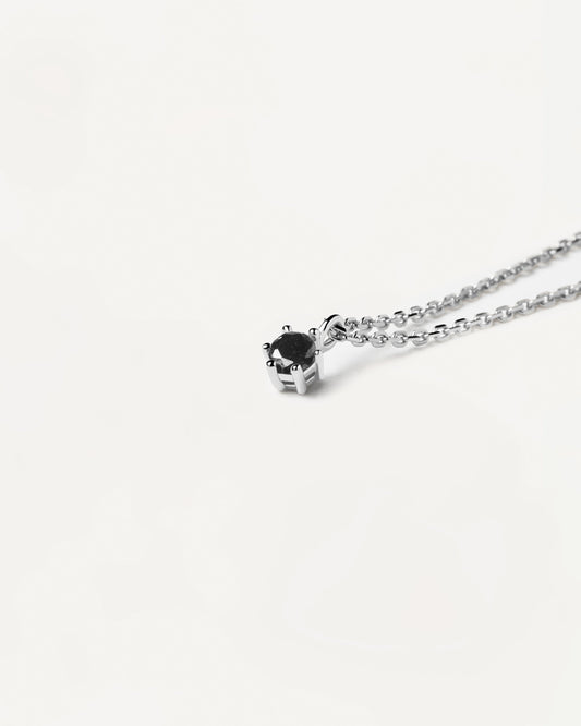 Black Solitary Necklace Silver