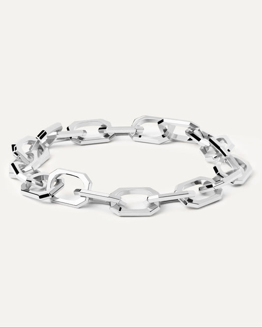 Small Signature Chain Silver Bracelet