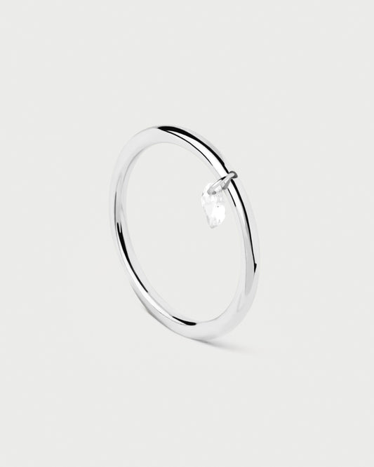 Rain Solitary Silver Ring