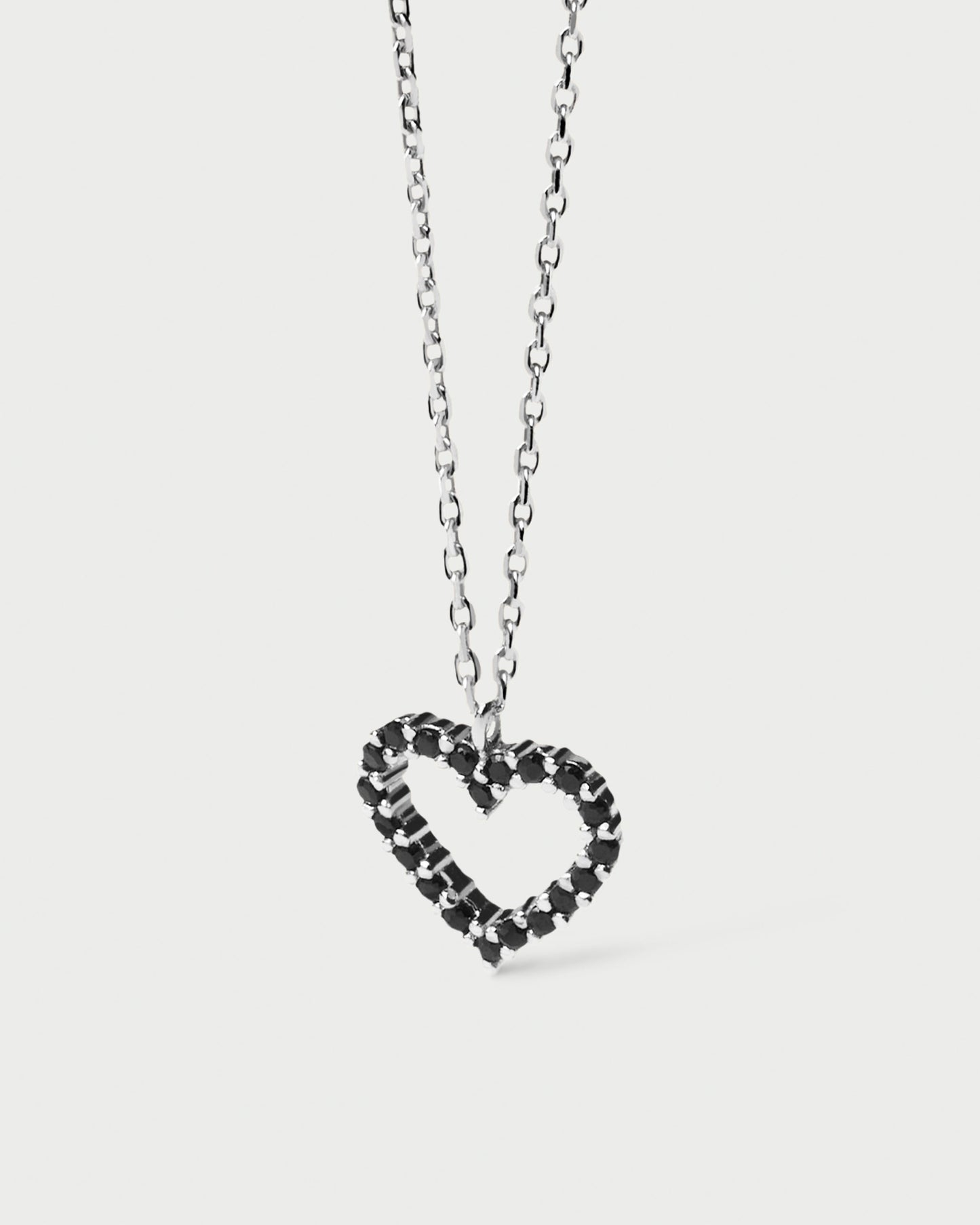 Black Heart Necklace Silver
