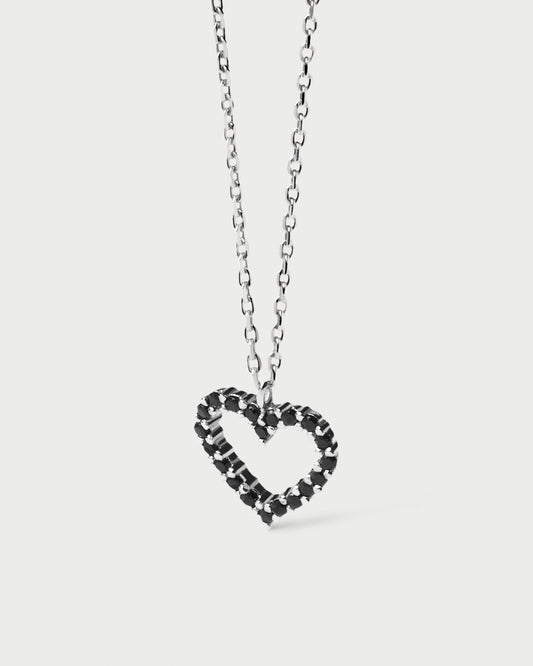 Black Heart Necklace Silver