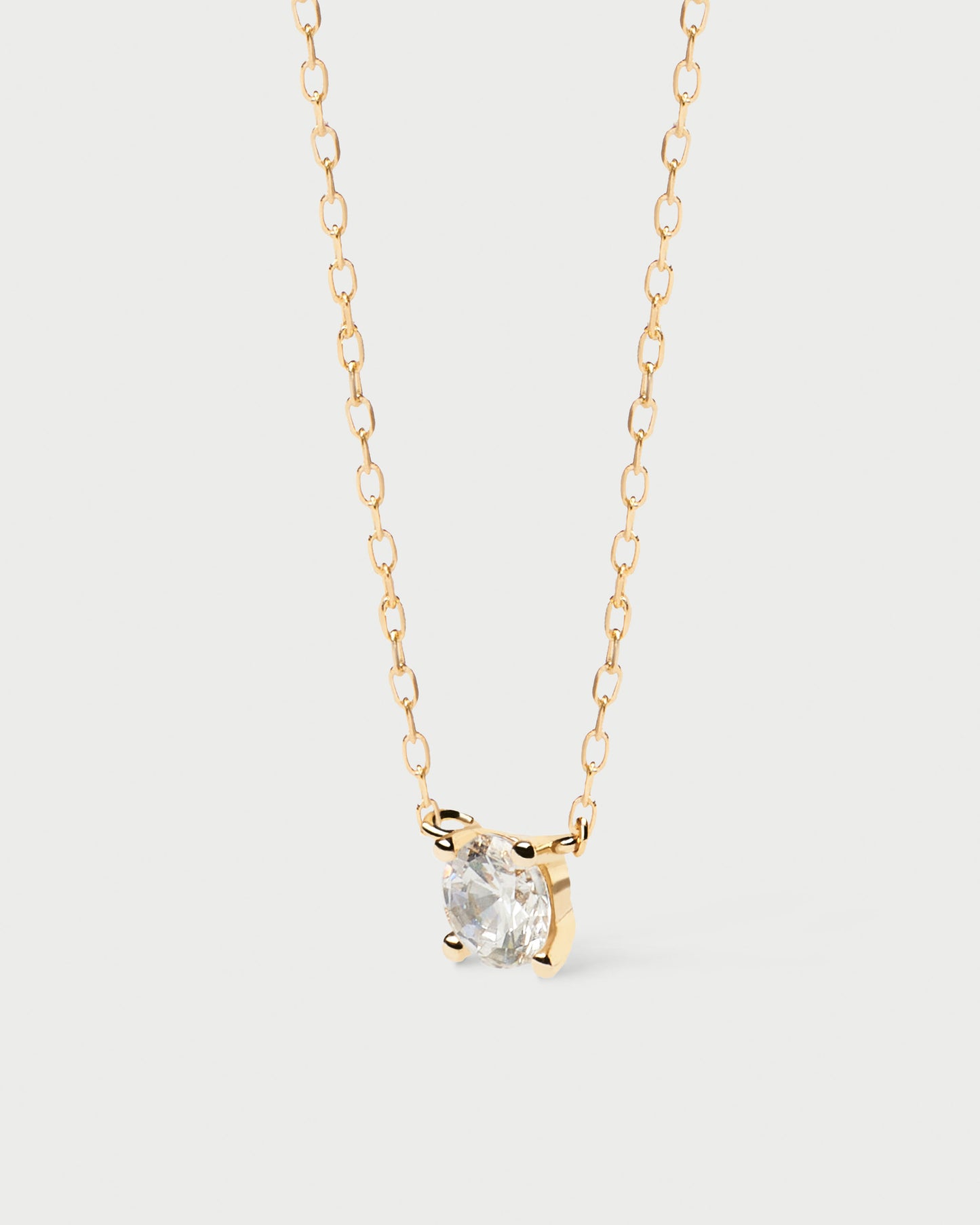 Diamonds and Gold Solitaire Medium Necklace